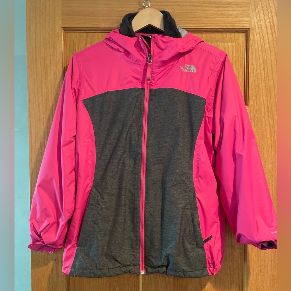 THE NORTH FACE coat-jacket lined combo with hood in pink grey size XL EUC